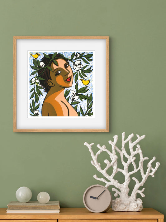 Birds in the bean flowers