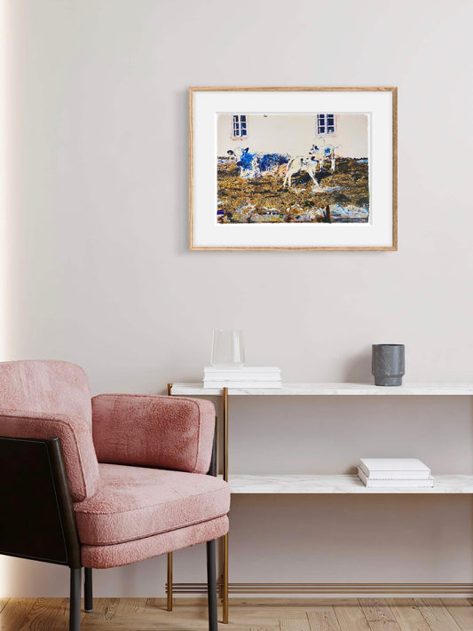 Fjällko med kalvar på Frömansgården