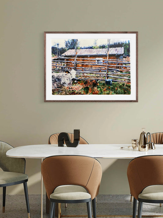 Fjällko med kalv på Ransbysätern